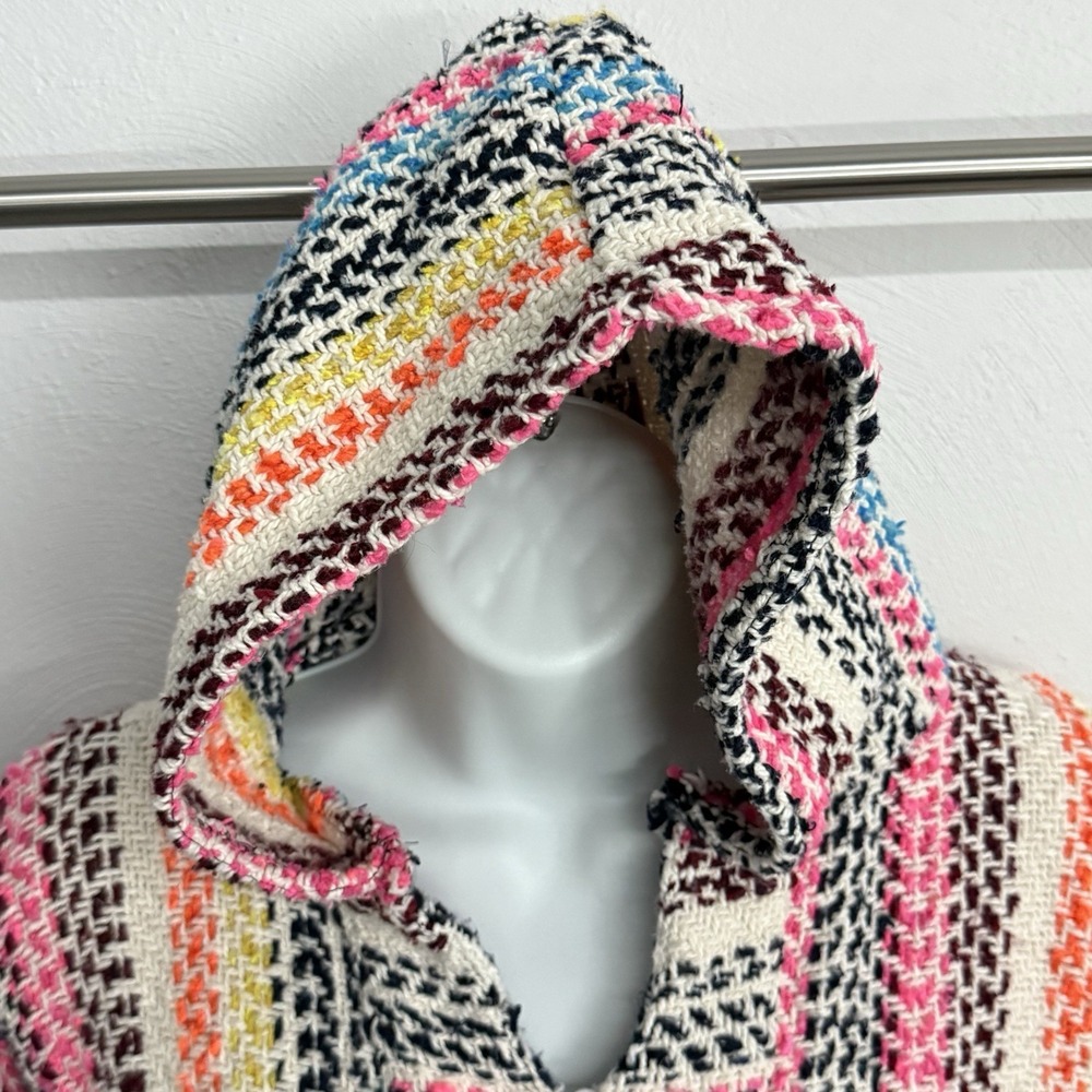 Baja Joe Mexican Blanket Hoodie Baja Pullover Striped Surf Skate Festival Boho M - Picture 5 of 16